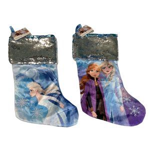 2 Disney  Frozen II Stockings Christmas   Elsa & Elsa Flip Sequins 20” Loop Hang